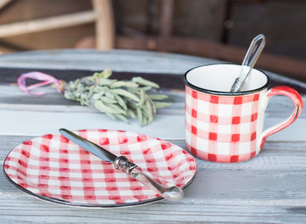 Picknick Kaffee-Gedeck rot